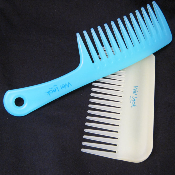 2 Hair Wide Tooth Combs Fine Plastic Shower Beach Detangling Wet Dry Style New