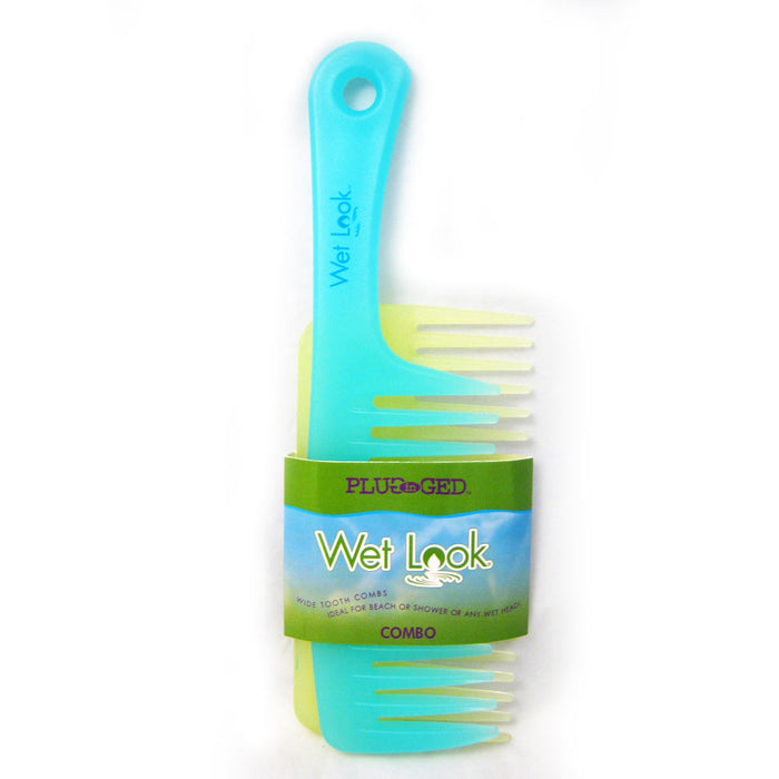 2 Hair Wide Tooth Combs Fine Plastic Shower Beach Detangling Wet Dry Style New