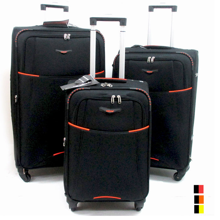 3 Pc Black Expandable Spinner Rolling Suitcase Luggage Travel Set Carry On New !