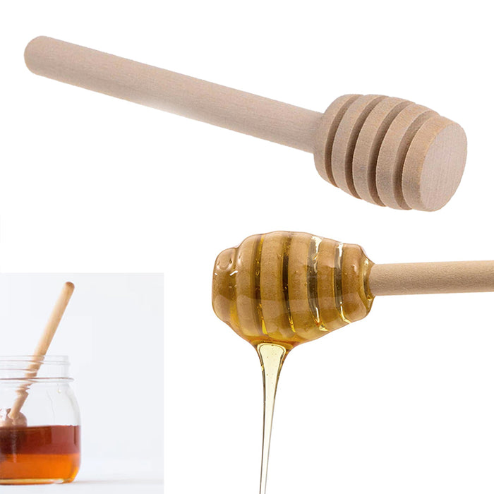 2 Pk Wooden Honey Dippers Drizzler Stirring Stick Server Muddle Dispenser Jar 6"