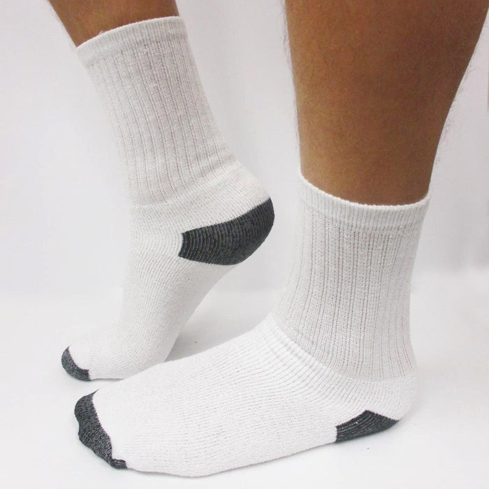 8X Pairs Mens Sports Crew Socks Cotton Calf Cushioned Athletics White Size 10-13