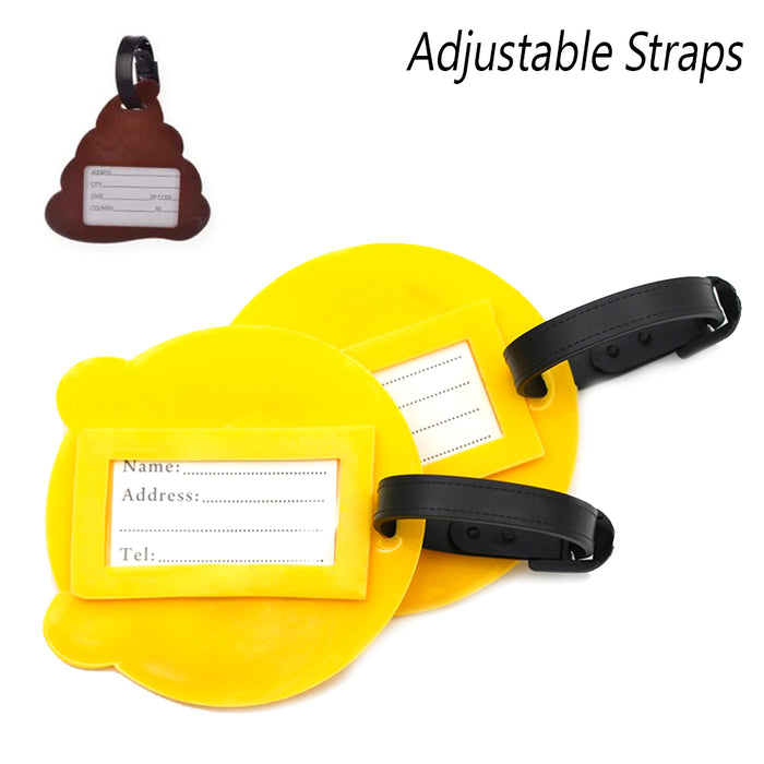 2 pcs Emoji Luggage Tag Travel Bag Baggage Suitcase Name Address ID Silicone New