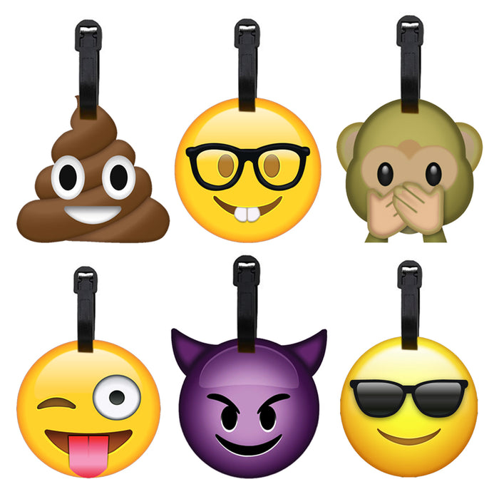 2 pcs Emoji Luggage Tag Travel Bag Baggage Suitcase Name Address ID Silicone New