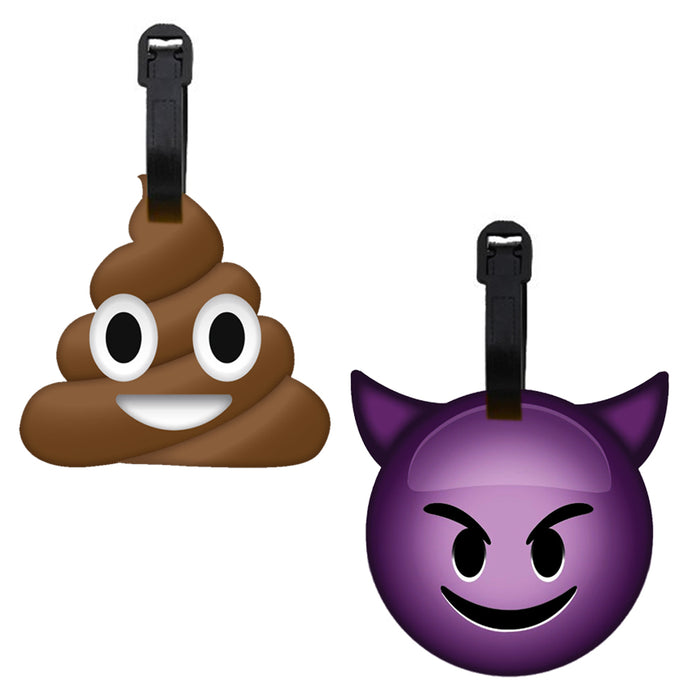 2 pcs Emoji Luggage Tag Travel Bag Baggage Suitcase Name Address ID Silicone New