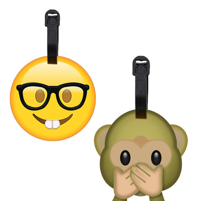2 pcs Emoji Luggage Tag Travel Bag Baggage Suitcase Name Address ID Silicone New