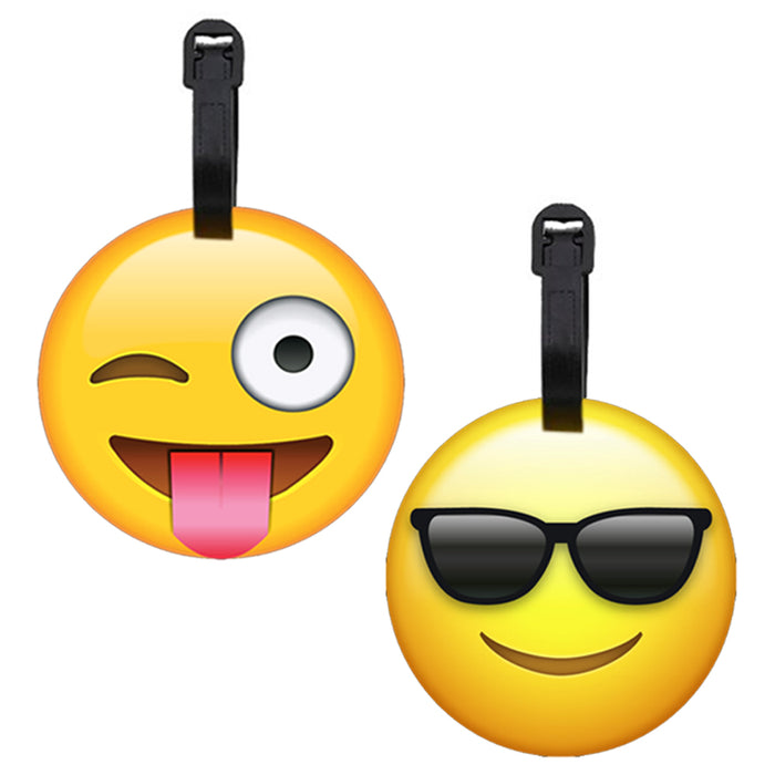 2 pcs Emoji Luggage Tag Travel Bag Baggage Suitcase Name Address ID Silicone New