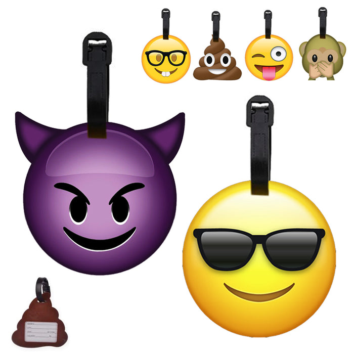 2 pcs Emoji Luggage Tag Travel Bag Baggage Suitcase Name Address ID Silicone New
