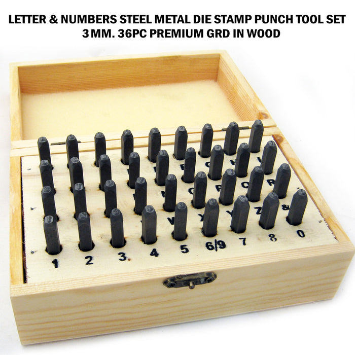 36 PC Number Letter Punch 3MM Set Stamp Metal Steel Stamping Alphabet Tool New !
