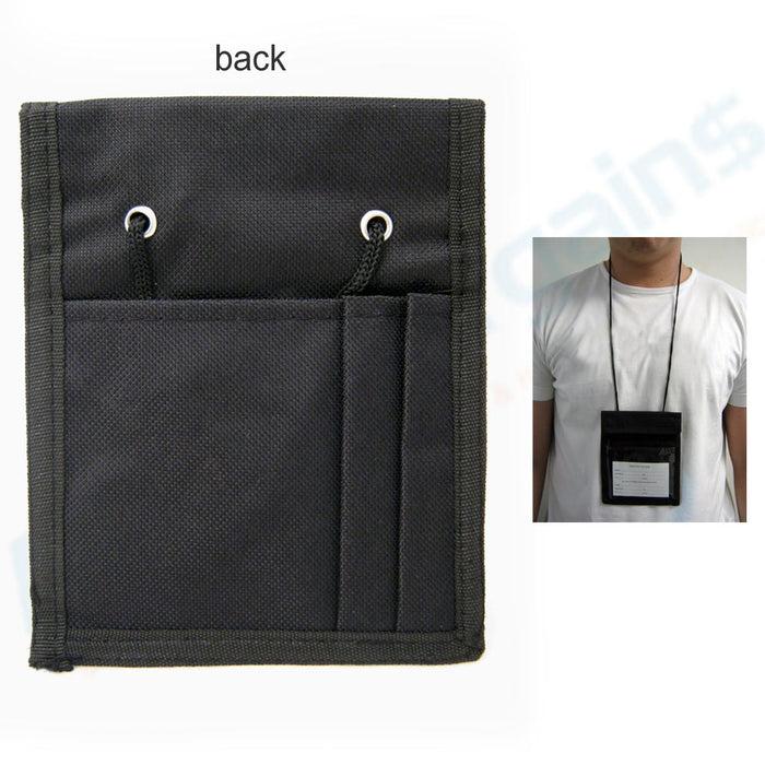 ID Badge Press Pass Passport Holder Hanging Neck Wallet Organizer Window Pouch