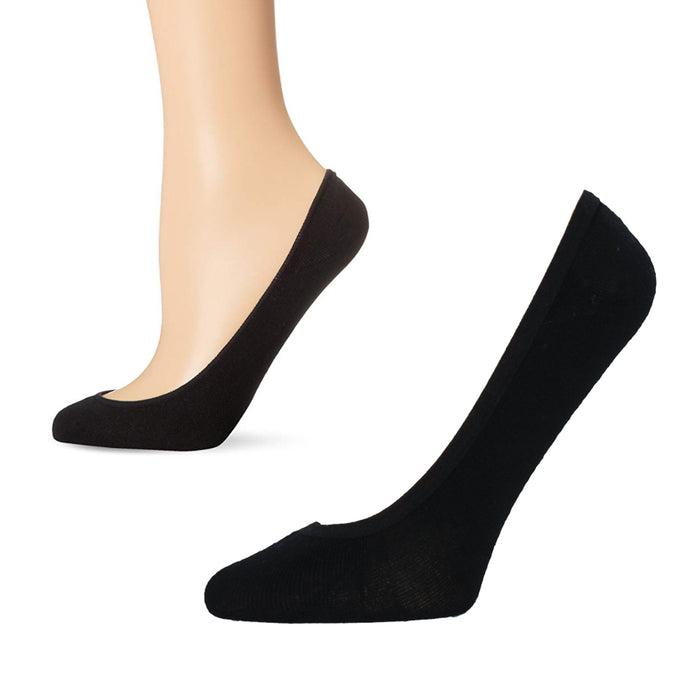 2 Pair Women No Show Cotton Socks Boat Liner Thin Cut Hidden Non Slip Black 9-11