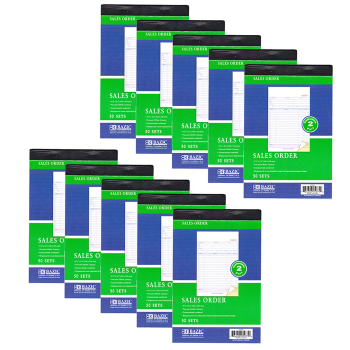 10 books of 50 sets 2 Part Carbonless Sales Order Books Receipt Form Invoice