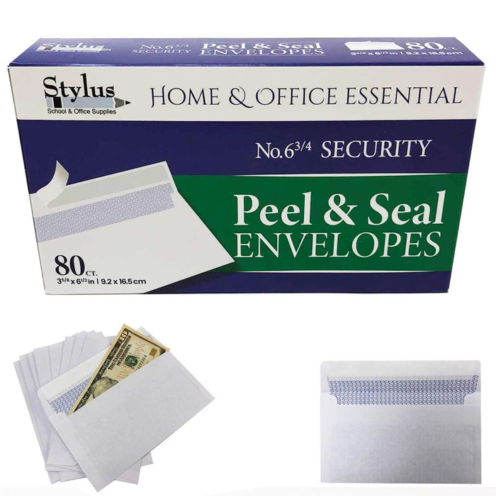 160 Peel and Self Seal White Security Envelopes 3-5/8" X 6-1/2" Letter Shipping
