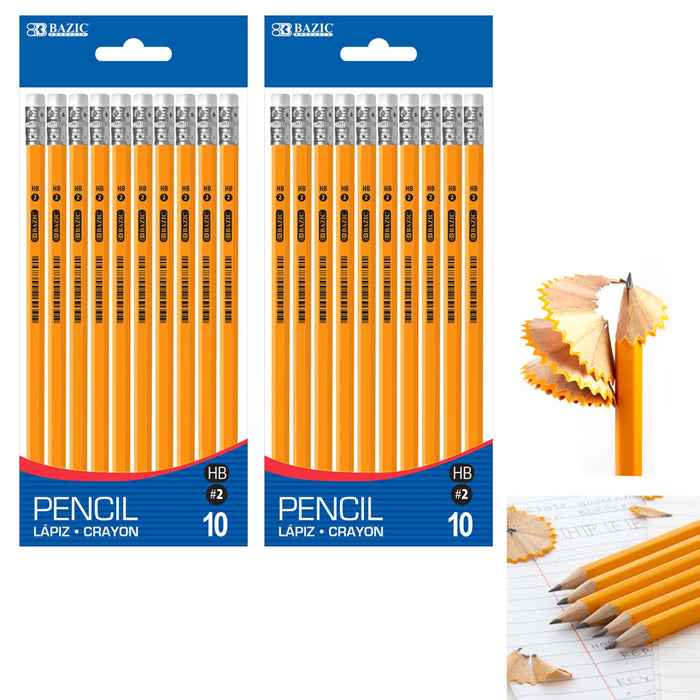 20 Unsharpened School Pencils Wood Latex Free HB #2 Student Exam Premium Pencil