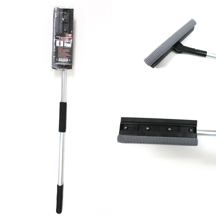 48" Telescopic Sponge Window Squeegee Cleaner Swivel Windshield Blade Wiper