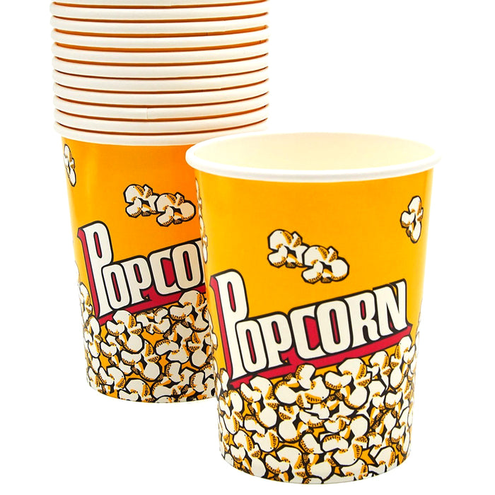 22 Pc Paper Popcorn Bowl Plastic Tub Container Movie Party Favor Theater Buckets