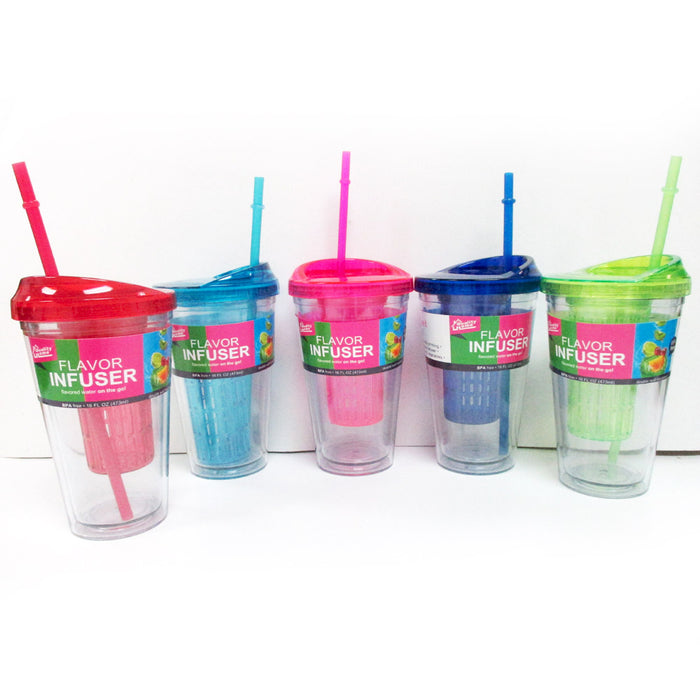 Fruit Infusing Flavor Infuser Water Tumbler 16oz Straw Cup Natural Fruit  BPA