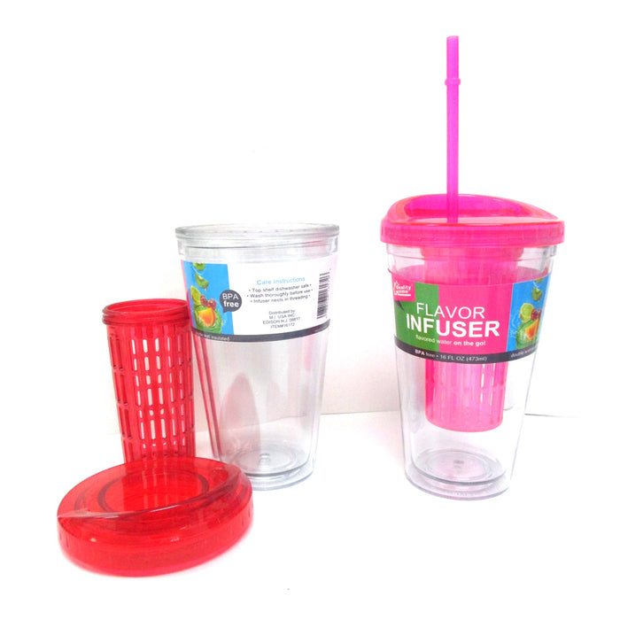 Fruit Infusing Flavor Infuser Water Tumbler 16oz Straw Cup Natural Fruit  BPA