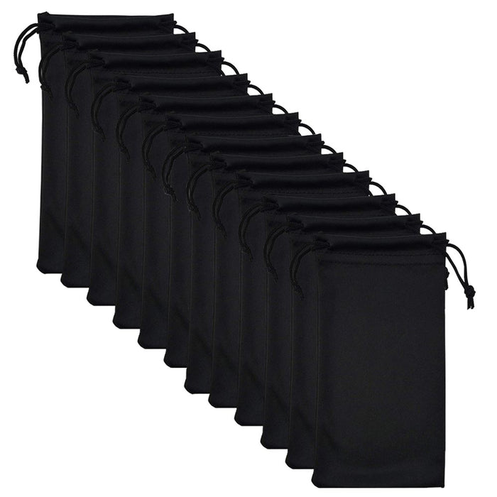 12 Lot Black Micro Fib Sunglasses Carrying Pouch Case Bag Storage Sleeve Phone