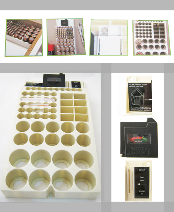 Battery Storage Rack Organizer Removable Tester Holds 66 Holder AAA 9V C D New