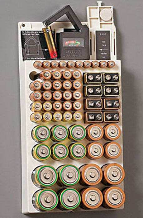 Battery Storage Rack Organizer Removable Tester Hold 66 Holder AAA 9V C D New