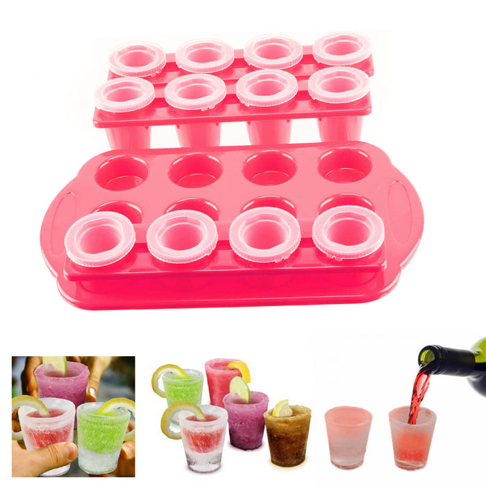 12 Ice Shot Glass Maker Frozen Mold Cold Tray Party Bar Alcohol Shooter Plastic