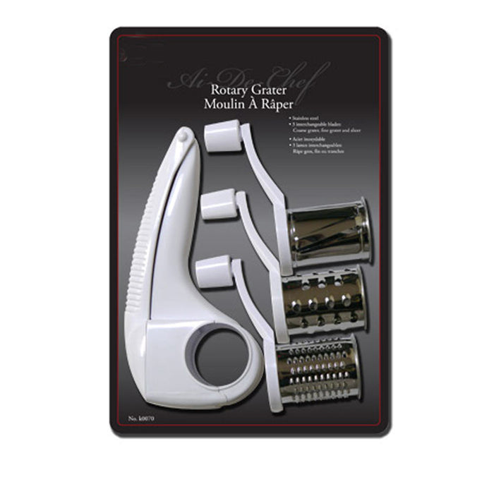 Rotary Cheese Grater Stainless Steel 3 Drums Blades Slicer Chocolate Carrot New