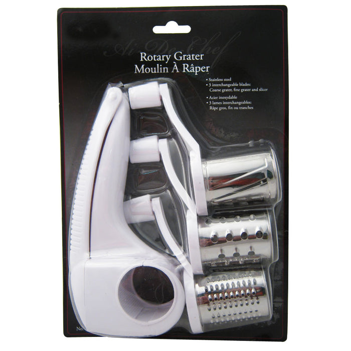 Rotary Cheese Grater Stainless Steel 3 Drums Blades Slicer Chocolate Carrot New