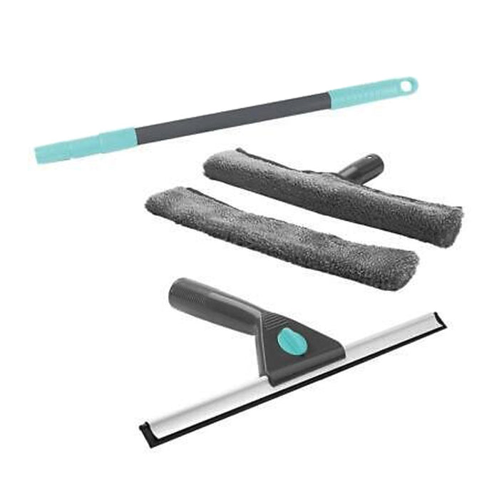 51" Telescopic Window Cleaning Kit Extension Pole Wide Wiper Microfiber Cloths