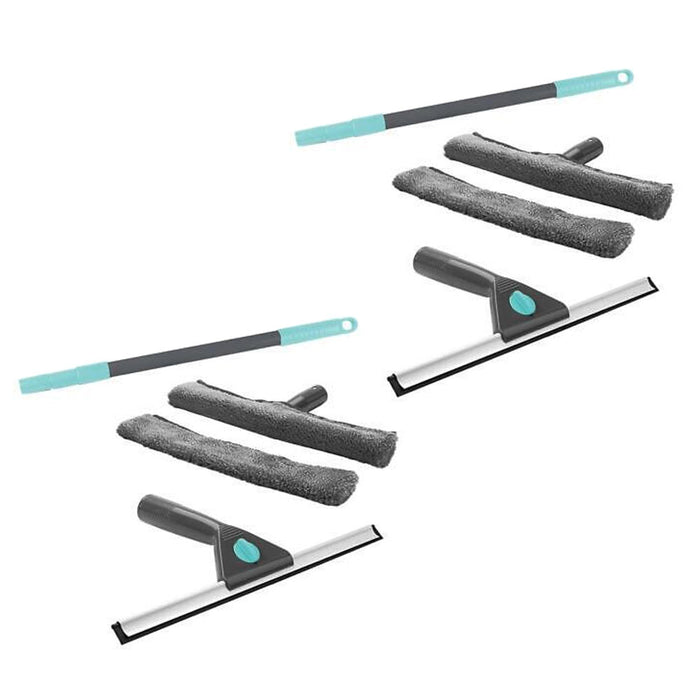 10 PC Window Squeegee Cleaning Kit 51" Extension Pole Wiper Microfiber Cloths