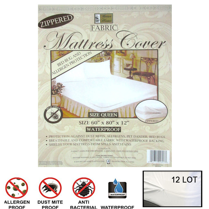 Lot of 12 Queen Size Fabric Zippered Mattress Cover Waterproof Bed Bug Dust Prot