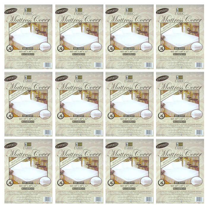 Lot of 12 Queen Size Fabric Zippered Mattress Cover Waterproof Bed Bug Dust Prot
