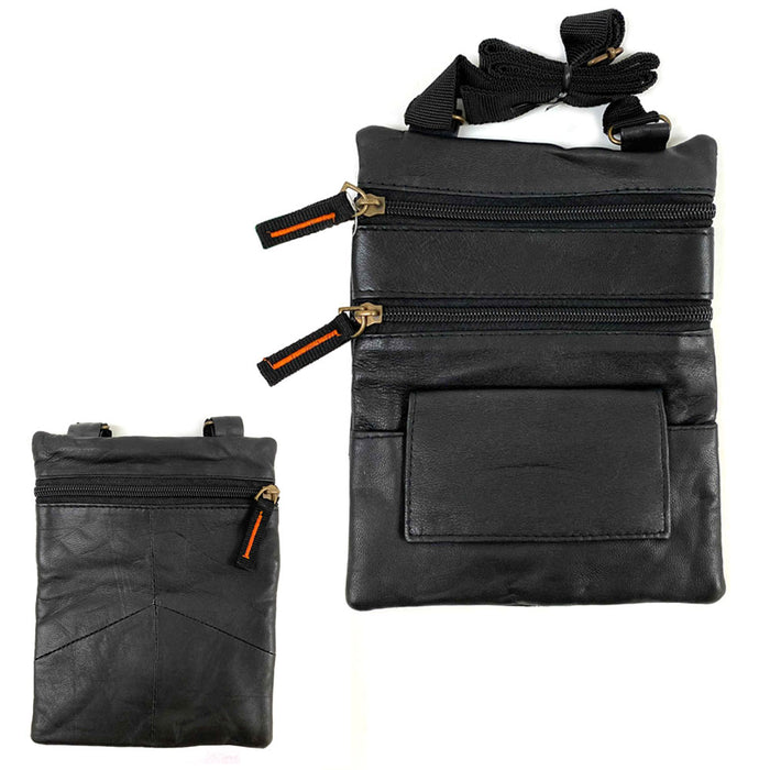 New Genuine Leather Neck Pouch Holder Passport ID Documents Travel Wallet Bag