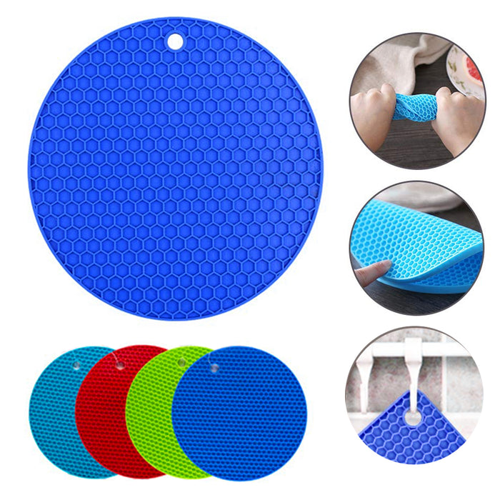 4PC Silicone Trivet Pot Holder Non Slip Mat Heat Resistant Spoon Rest Jar Opener
