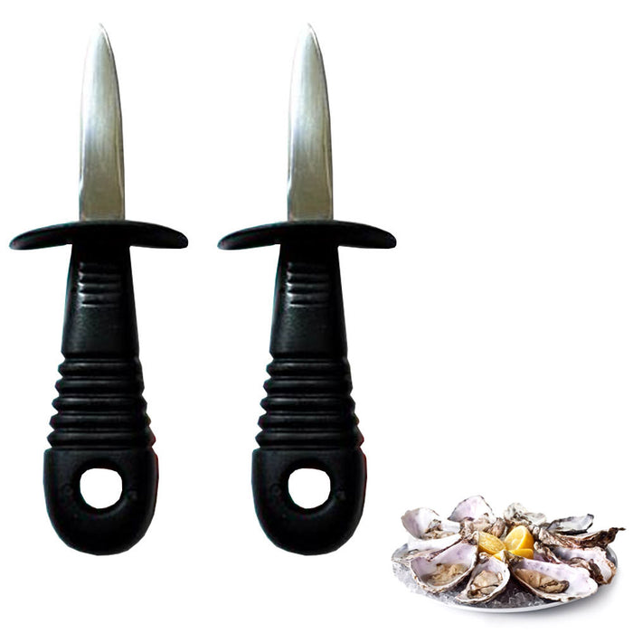 2 Pack Stainless Steel Oyster Knife Shucker Seafood Opener Tool Non Slip Handle