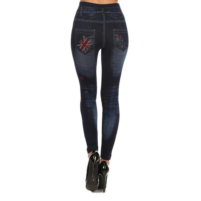Ladies Denim Look Slim Skinny Jeans Stretchy Pants Leggings Jeggings Fashion New