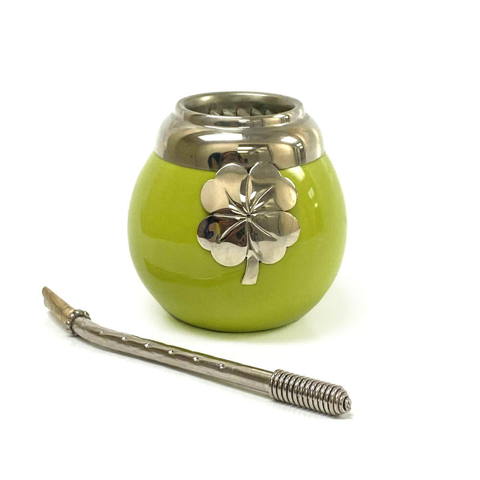 Ceramic Mate Gourd Argentina Mate Tea Cup Thick Bombilla Straw Drink Alpaca Set