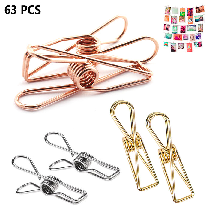 63 PC Multi Purpose Clips Colored Kitchen Food Sealing Bag Snack Chip Holder Lot