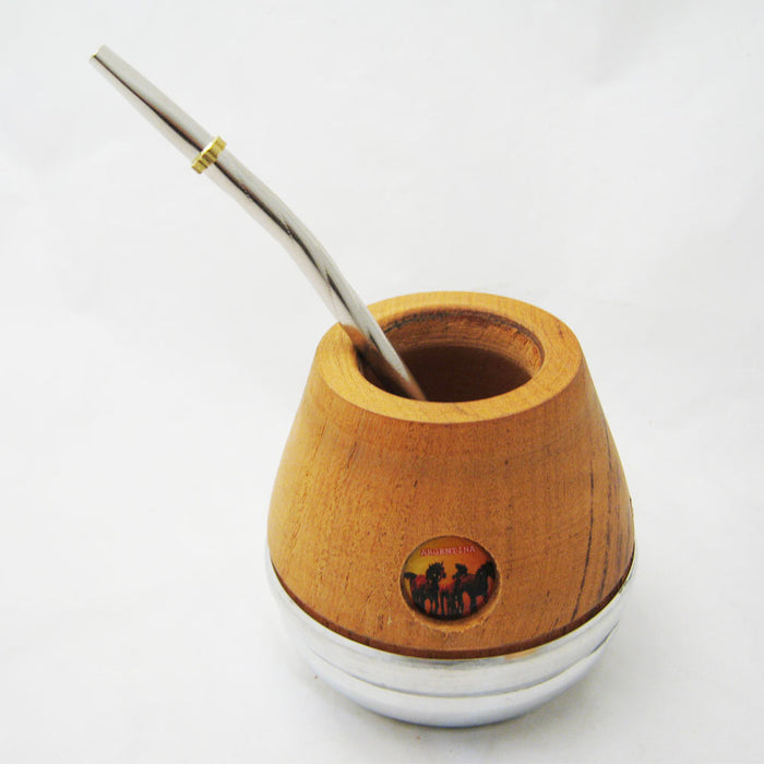 ARGENTINA MATE GOURD YERBA TEA WITH STRAW BOMBILLA CUP HANDMADE KIT SET NEW 0254