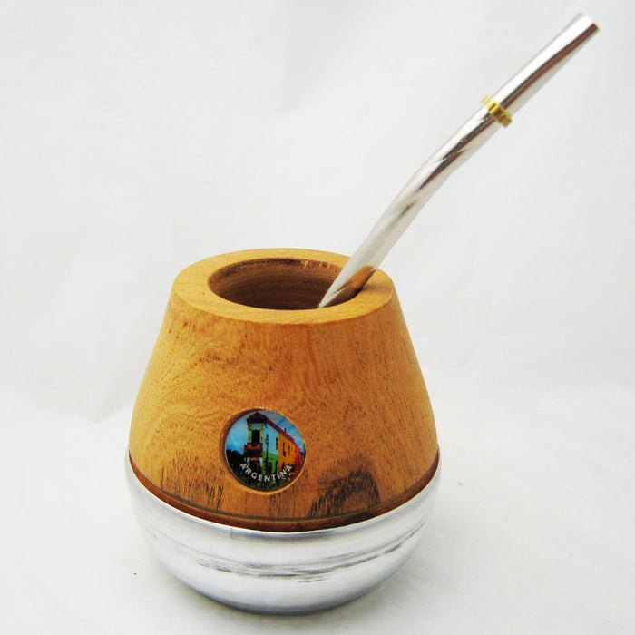 ARGENTINA MATE GOURD YERBA TEA WITH STRAW BOMBILLA CUP HANDMADE KIT SET NEW 0254