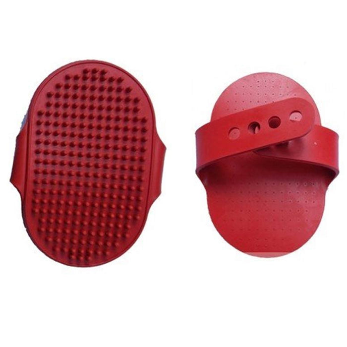 Dog Cat Pet Grooming Brush Comb Hair Rubber Oval Strap Bath Handle Soft Scruber