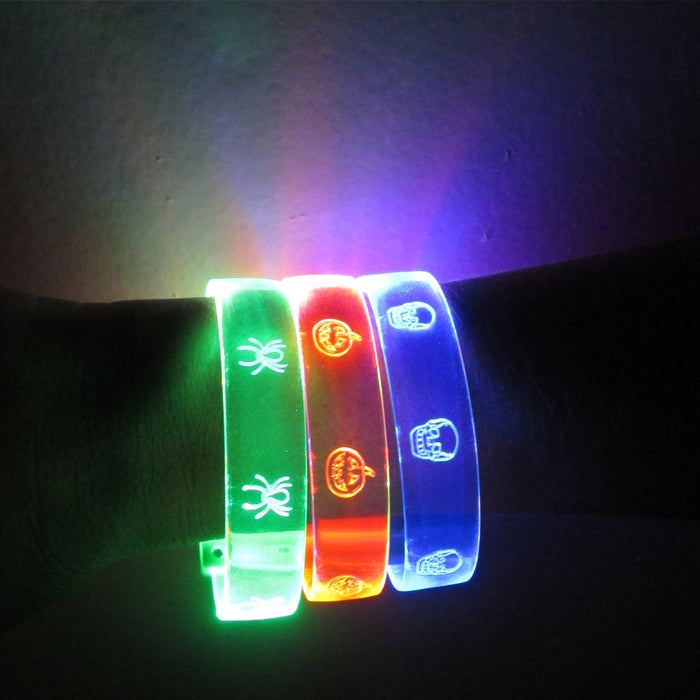 Set of 3 LED Light Up Bracelets Flashing Glow Bangle Party Favors Neon Wristband