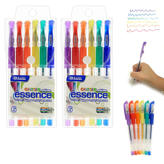 12 Glitter Gel Pens Fine Tip Art Set More Ink Adult Coloring Book Sparkle Gift