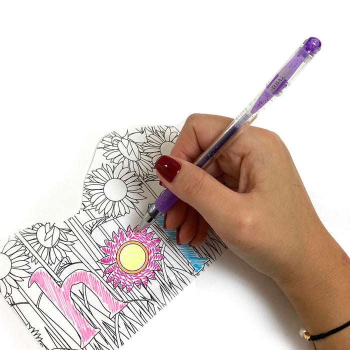 12 Glitter Gel Pens Fine Tip Art Set More Ink Adult Coloring Book Sparkle Gift