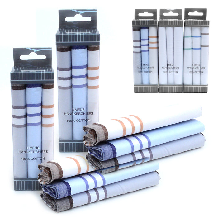 6PC Handkerchiefs Men's 100% Cotton Boxed Fancy Gift Set Fashion Classic Vintage