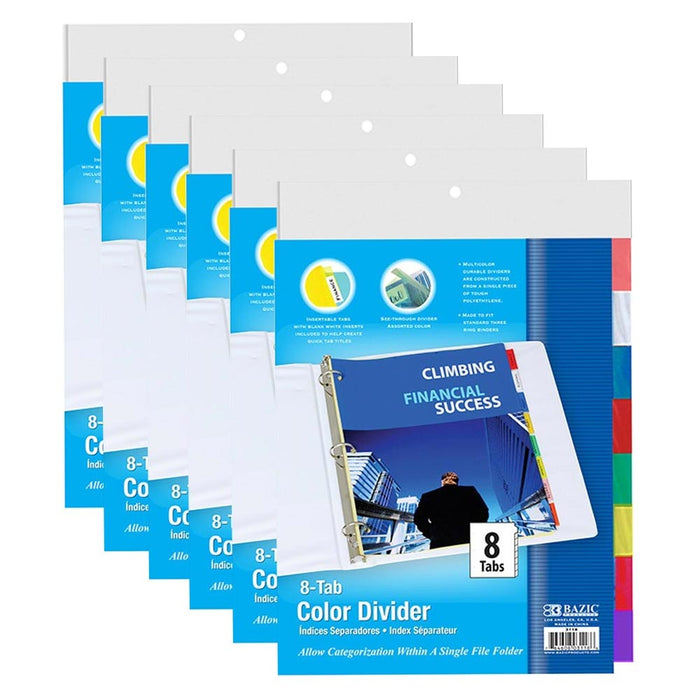 48 Binder Dividers Insertable Multicolor Tabs Index Flag Markers Office School