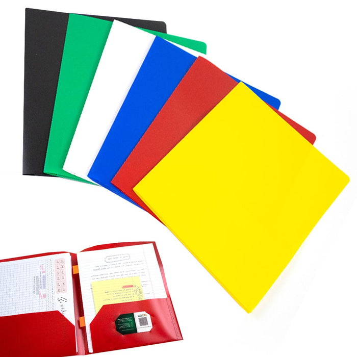 6 Multicolor Plastic Two Pocket Folders Portfolio 3  Letter Size