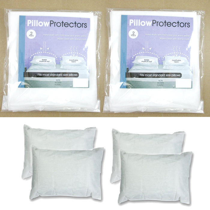 Set Of 4 Pillow Protector Cover Standard Size Pillowcase Soft Fabric Bedding New