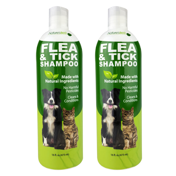 2x 16oz Flea Shampoo Tick Natural Pet Dogs Conditioner Cleaning Bath Shower Wash