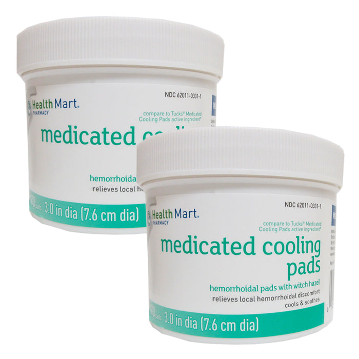 2 Jars Medicated Cooling Pads 100ct Each Hemorrhoidal with Witch Hazel Cleansing