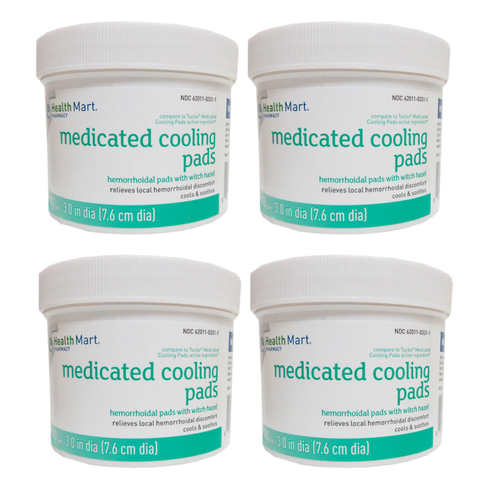 4 Jars Medicated Cooling Pads 100ct Each Hemorrhoidal with Witch Hazel Cleansing